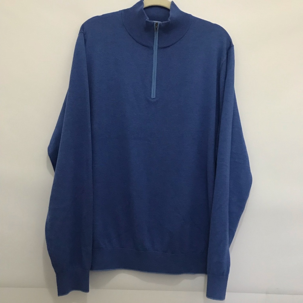 David Donahue Silk, Cotton and Cashmere Men's Blue Quarter-Zip Sweater Size XL